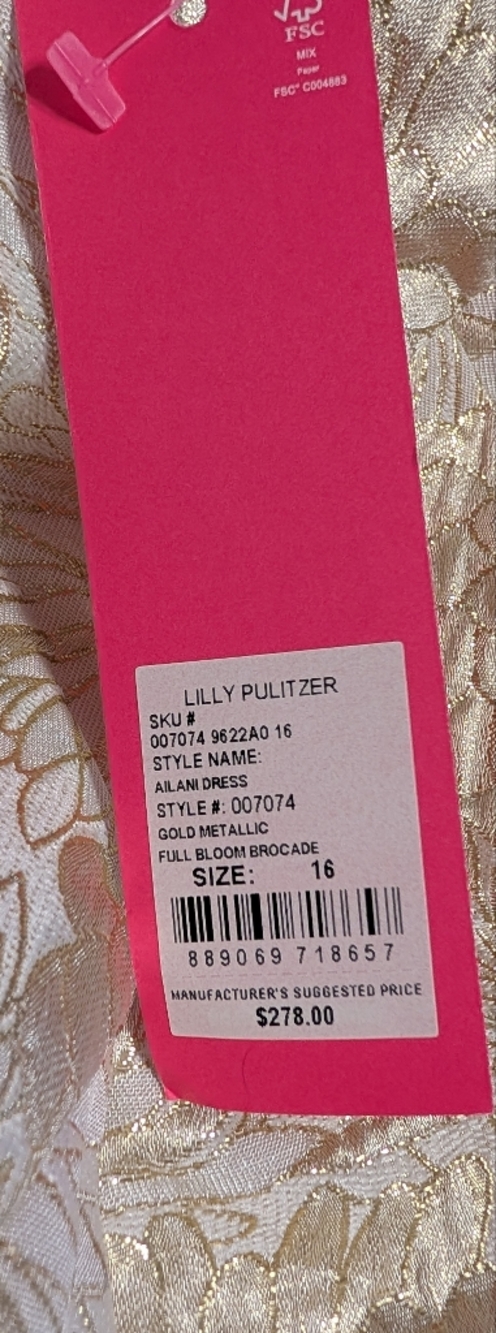 Lilly Pulitzer Gold Brocade Alani Dress Size 16 - Picture 8 of 13